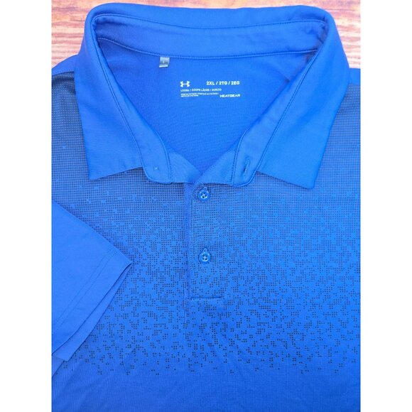Under Armour Mens HeatGear Polo XXL Bluish-Purple Loose Fit Short Sleeve - Picture 4 of 7